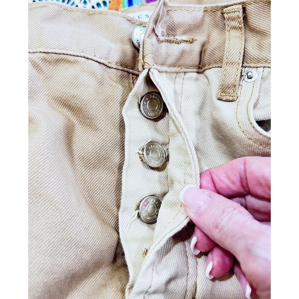 Pacsun Beige Cream Two-Tone Paneled High Waist Button Fly Straight Leg Dad Jean - Picture 7 of 11